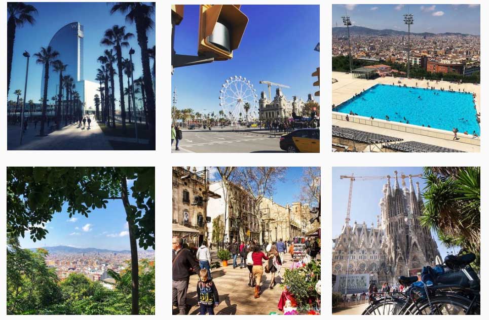 Multi pictures of places in Barcelona